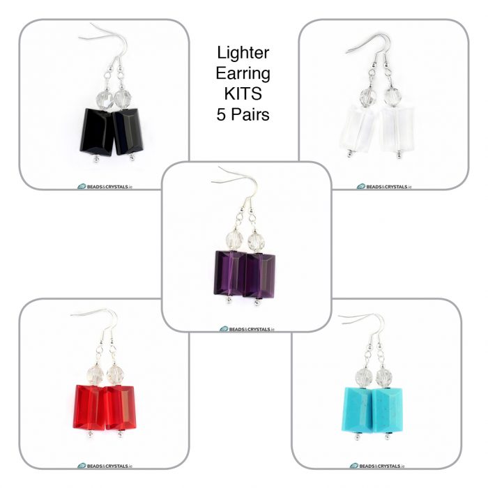 Mixed Colours, Lighter Earring KITS x 5 pairs