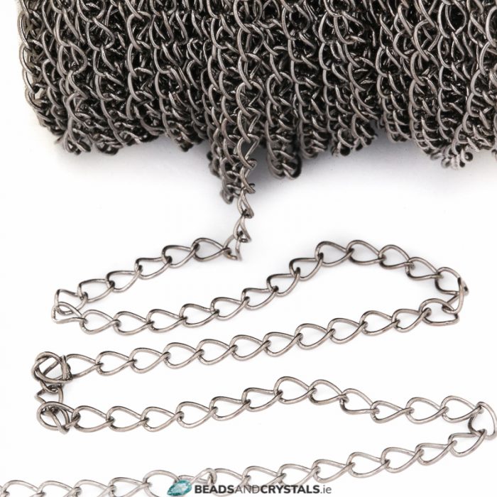 Black Chain, Twisted Oval Extension 5.4 x 3.8mm links