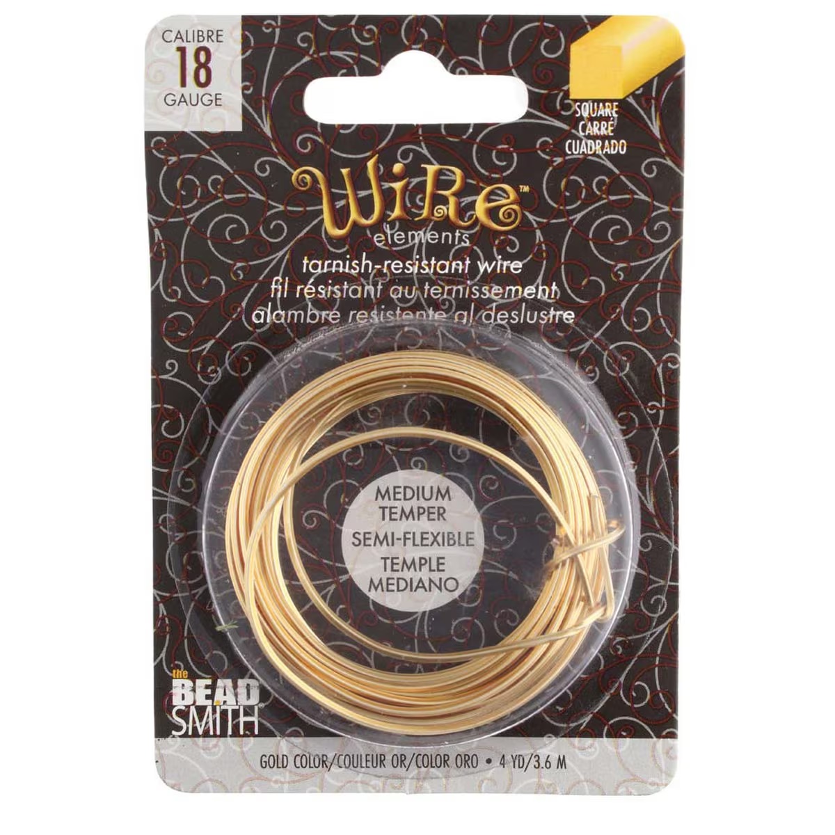 Gold 1.0mm (18g) SQUARE Craft Wire