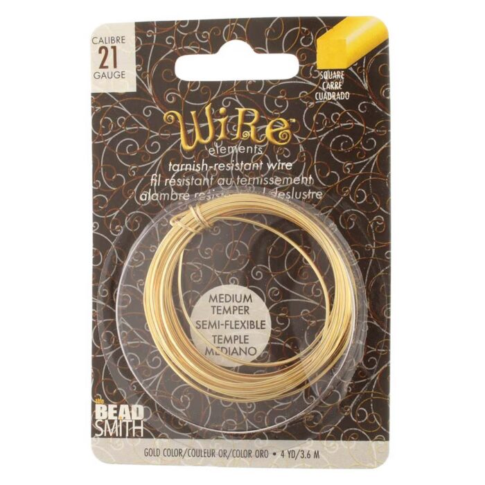 Gold .7mm (21g) SQUARE Craft Wire
