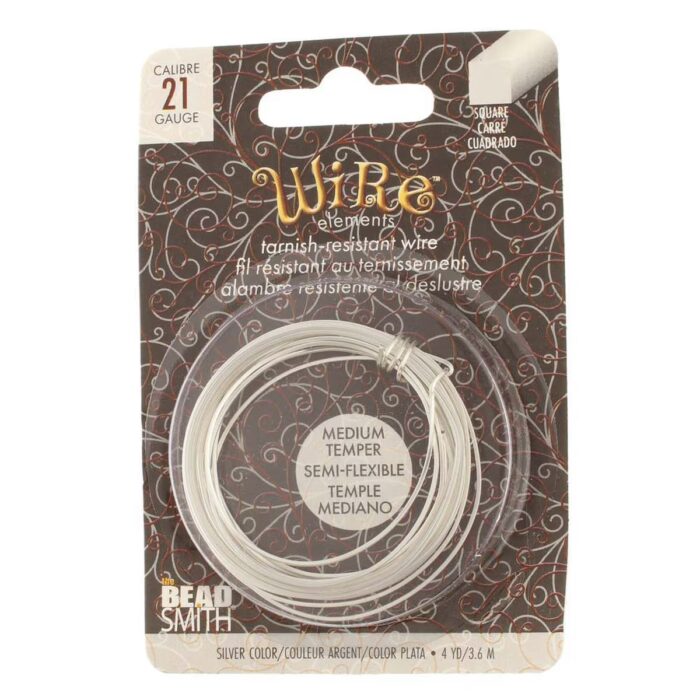 Silver .7mm (21g) SQUARE Craft Wire