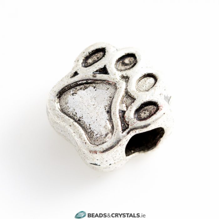 Silver Pandora Style, Paw Bead, 3 pieces