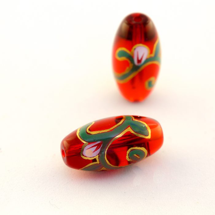 Black Decal Glass bead, 19x10mm (10 pieces) - Image 5