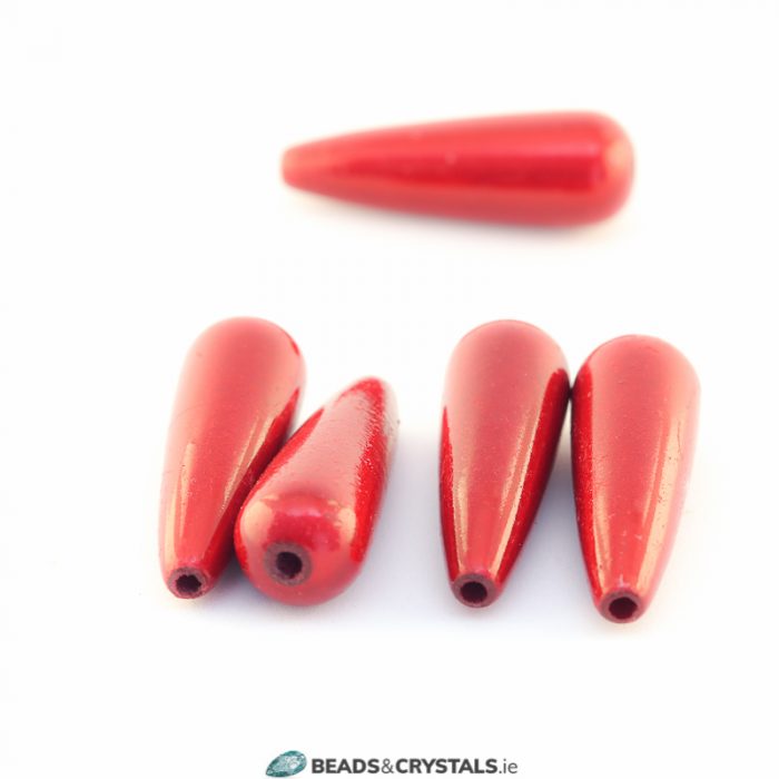 Red Miracle Drop bead 30x10mm (10 pieces)