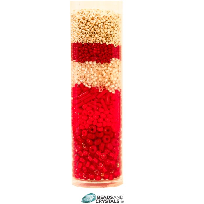 Seed Bead Mix, 65g RED