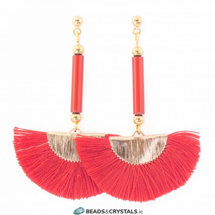 Red Fan Tassel Earring KIT