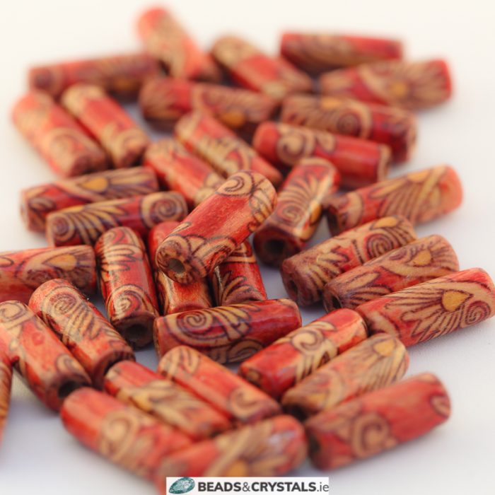 Wooden Red Tube 14x5mm (100 pieces)