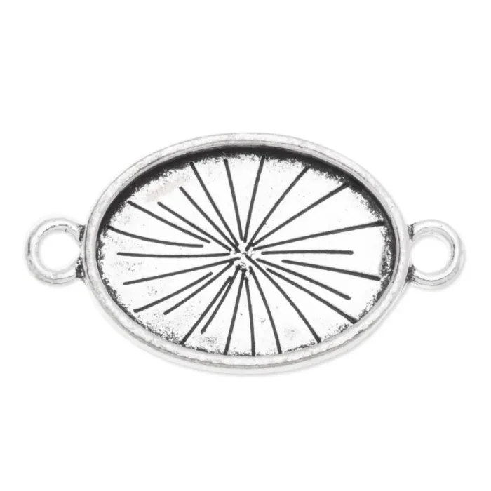 Silver Oval 18x25mm  2 loop Bracelet Mounts