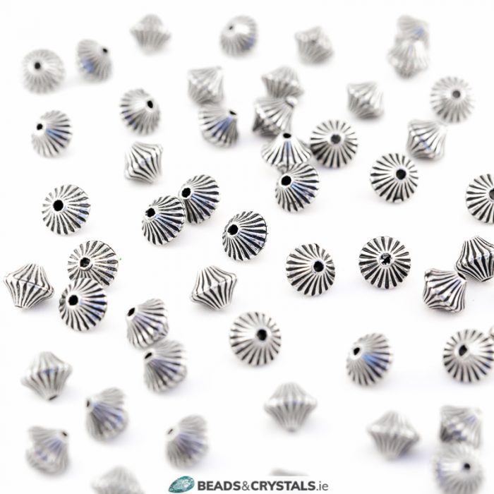Silver Fluted Bicone  (100 pieces)