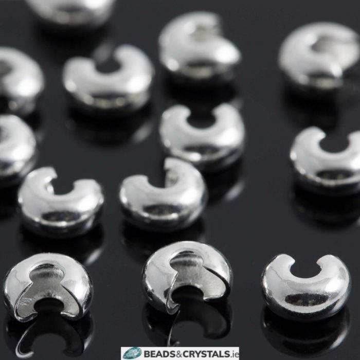 Crimp Covers, 4mm, Silver Plate