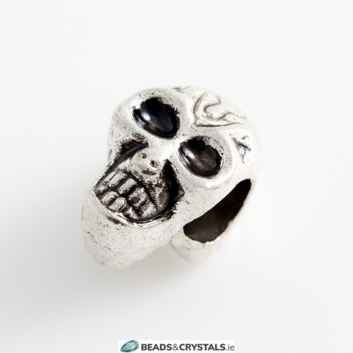 Silver Pandora Style, Skull Bead, 3 pieces