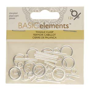 Toggle Clasp, 14mm Silver Plate, 12 sets