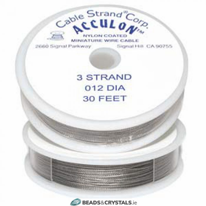 Silver Acculon Tiger Tail, 0.12 Diameter, 3 strand x 30ft