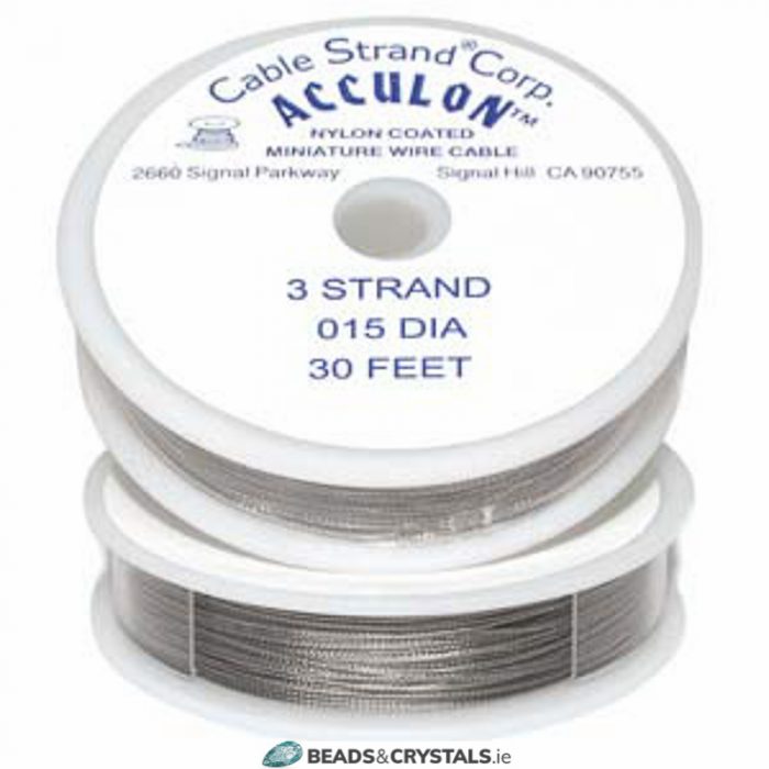 Silver Acculon Tiger Tail, 0.15 Diameter, 3 strand x 30ft