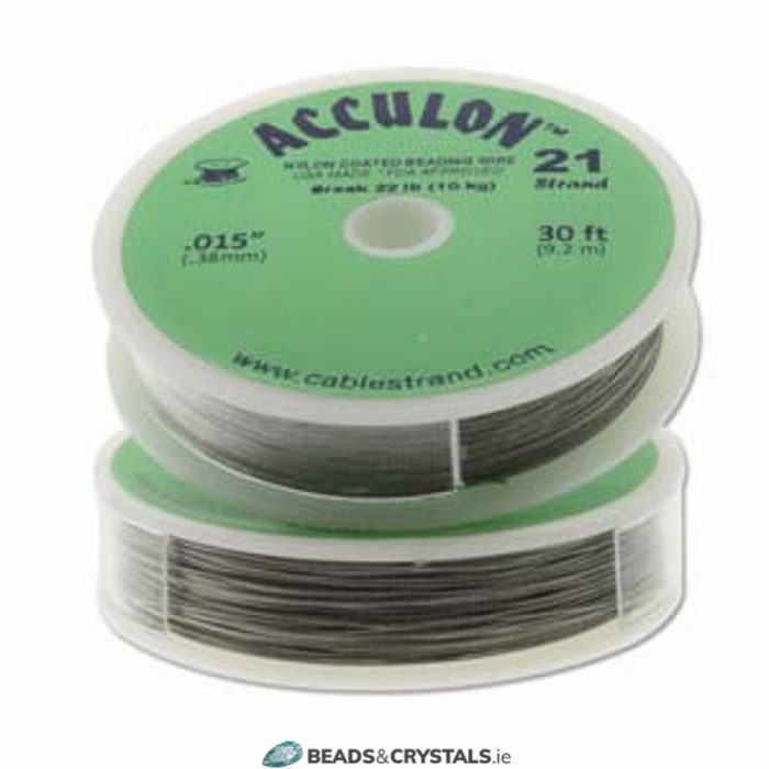 Silver Acculon Tiger Tail, 0.15 Diameter, 21 strand x 30ft