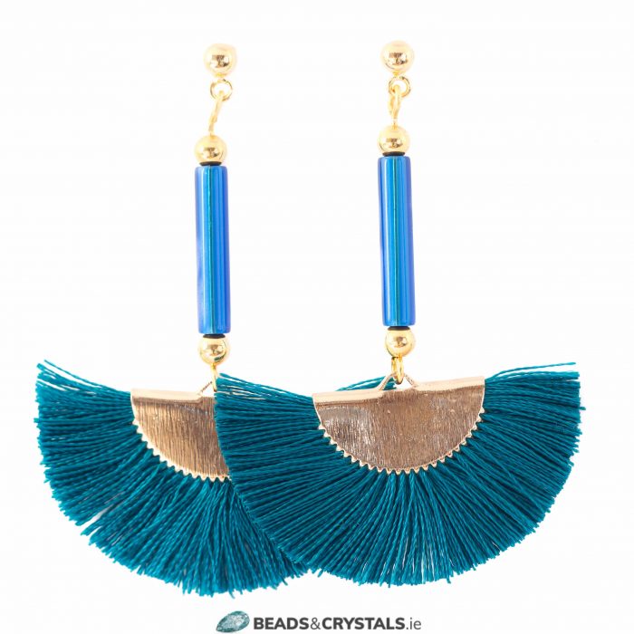 Teal Fan Tassel Earring KIT