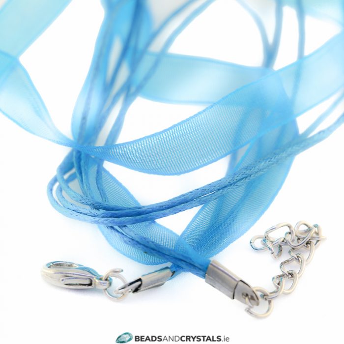 Turquoise Organza/Cotton Ready to Wear Necklet 16 inch (41cm)