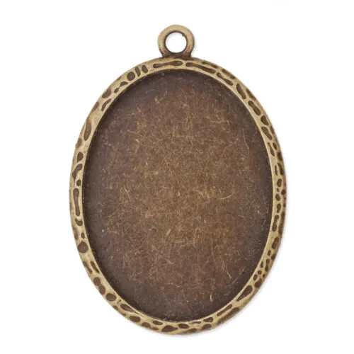 Bronze Oval 30x40mm Bezelled Pendant Mount, 1 piece