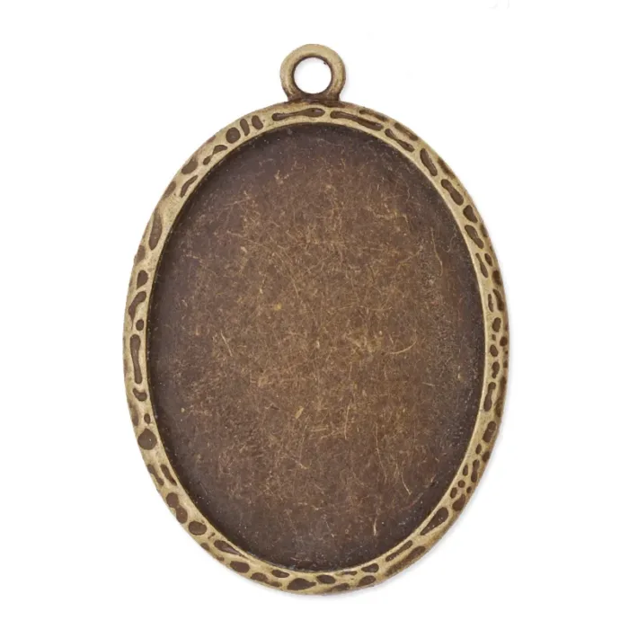 Bronze Oval 30x40mm Bezelled Pendant Mount, 1 piece